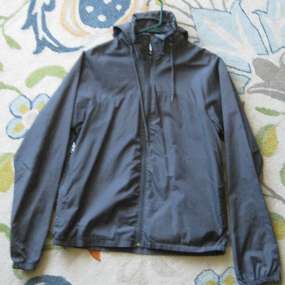 American Apparel grey size large hooded windbreaker